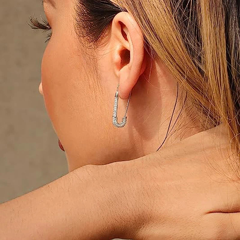 Chic Clips Earrings for Women Creative Statement Girls Earrings Piercing Silver Color/Gold Color Shiny CZ Female Jewelry