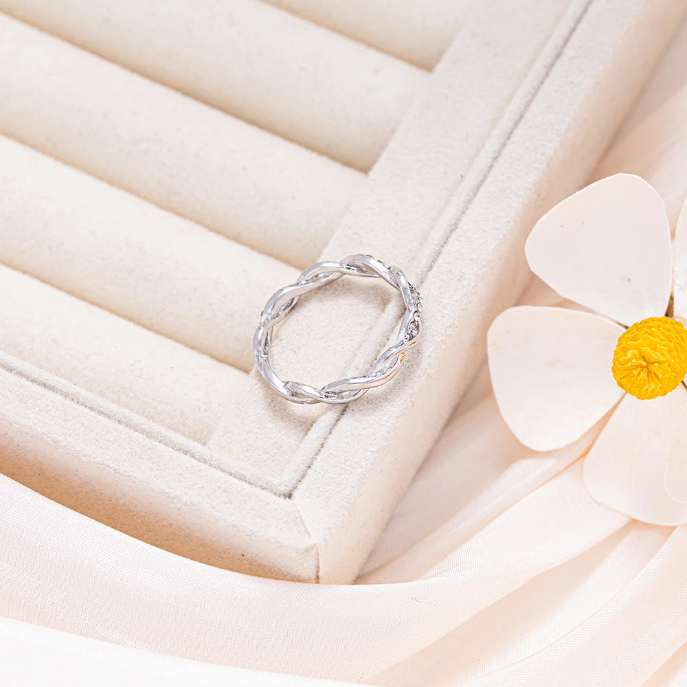 Trendy Twist Rings for Women Wedding Bands Fashion Contracted Design Bridal Rings with Sparkling Cubic Zircon Hot Jewelry