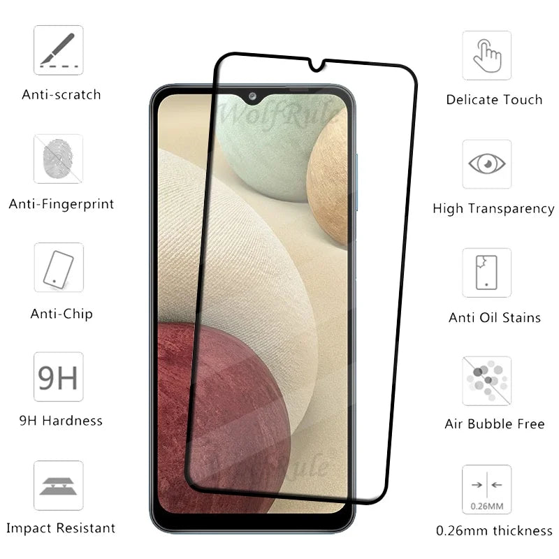 4PCS Full Cover Glass For Samsung A12 Glass Samsung Galaxy A12 Glass Full Glue Cover 9H HD For Screen Protector Samsung A12 A 12