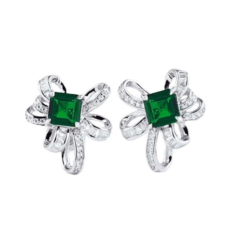 Modern Design Stud Earrings Luxury Female Personality Accessories with Bright Zirconia Silver Color Jewelry for Wedding