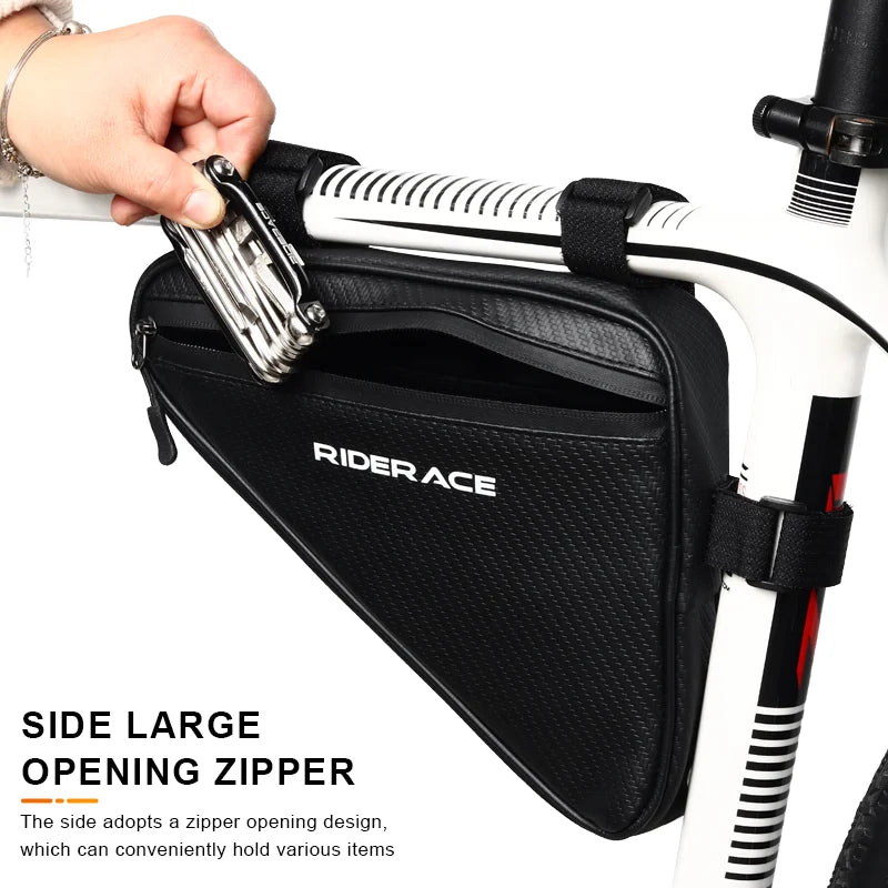 RIDERACE Waterproof Cycling Tube Bags 1.5L MTB Road Bike Triangle Bag Cycling Frame Front Bags Repair Tools Pannier Bicycle Bag
