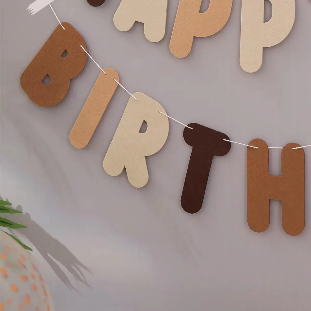 1 Set Of Brown Bear Birthday Banner, Party Decoration Banner, Non-woven Birthday Letter Banner