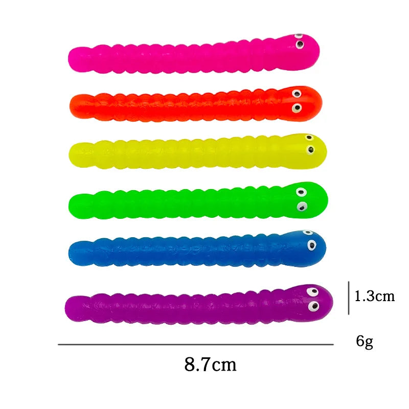 5PCS Colored caterpillar Pull Worm Noodle Fidget Toys Stretch String TPR Rope Anti Stress String Stress Relief Autism Vent Toys