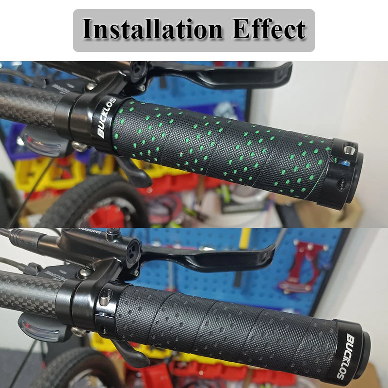 BUCKLOS Bicycle Grips Bike Handlebar Grips Non-slip Aluminum Double Lock Bicycle Handles MTB Cuffs Mountain Bike Grips
