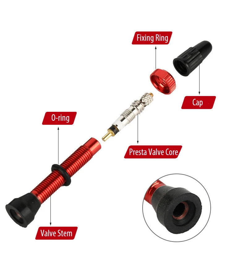 2pcs/bag Bicycle Bike Tubeless Presta Valves Stems Aluminium Alloy 40mm 44mm 48mm 60mm 80mm with Valve Core Removal Tool
