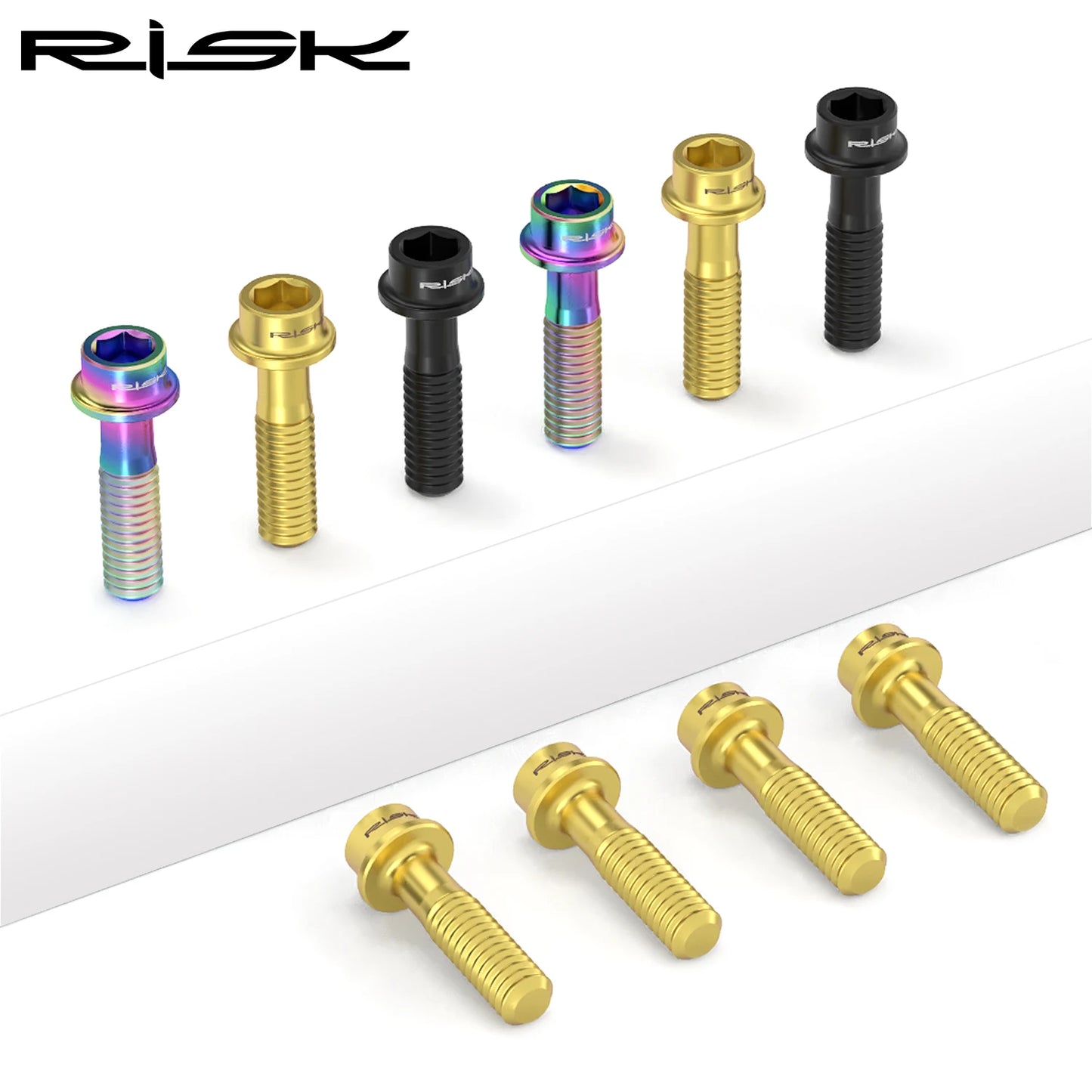 6pcs/bag RISK Bike Stem Bolts Bicycle Handlebar Fixing Screws Titanium Alloy M5x16 M5x18 M5X20 Wish Washers Hex Socket Head