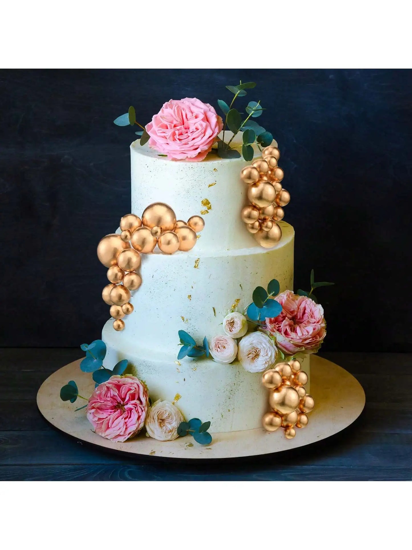 68pcs/set gold ball mini balloon cake hats foam decorated spherical cake insert hats for birthday parties and holiday decoration