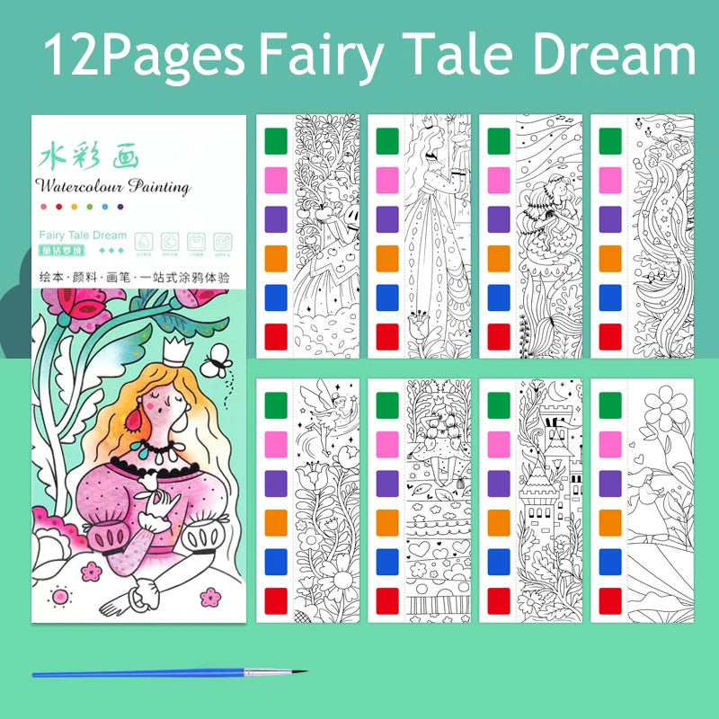 Coloring Books Portable Watercolor Painting Book Graffiti Picture Books Painting Drawing Toys For Children Gift