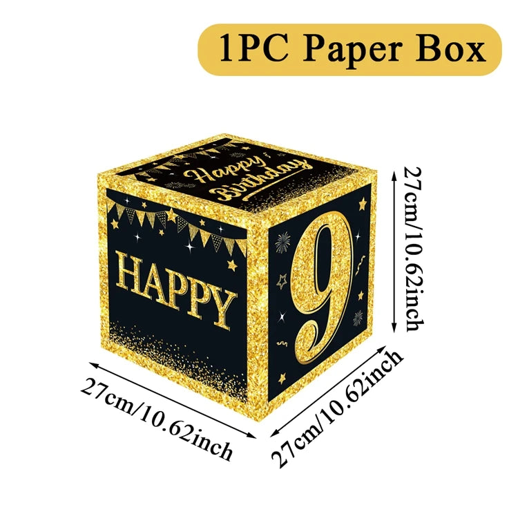 Gold Black Birthday Number Paper Boxes 18 30 40 50 60 70 75 80 Year Old Birthday Party Decoration Adult Birthday Party Supplies