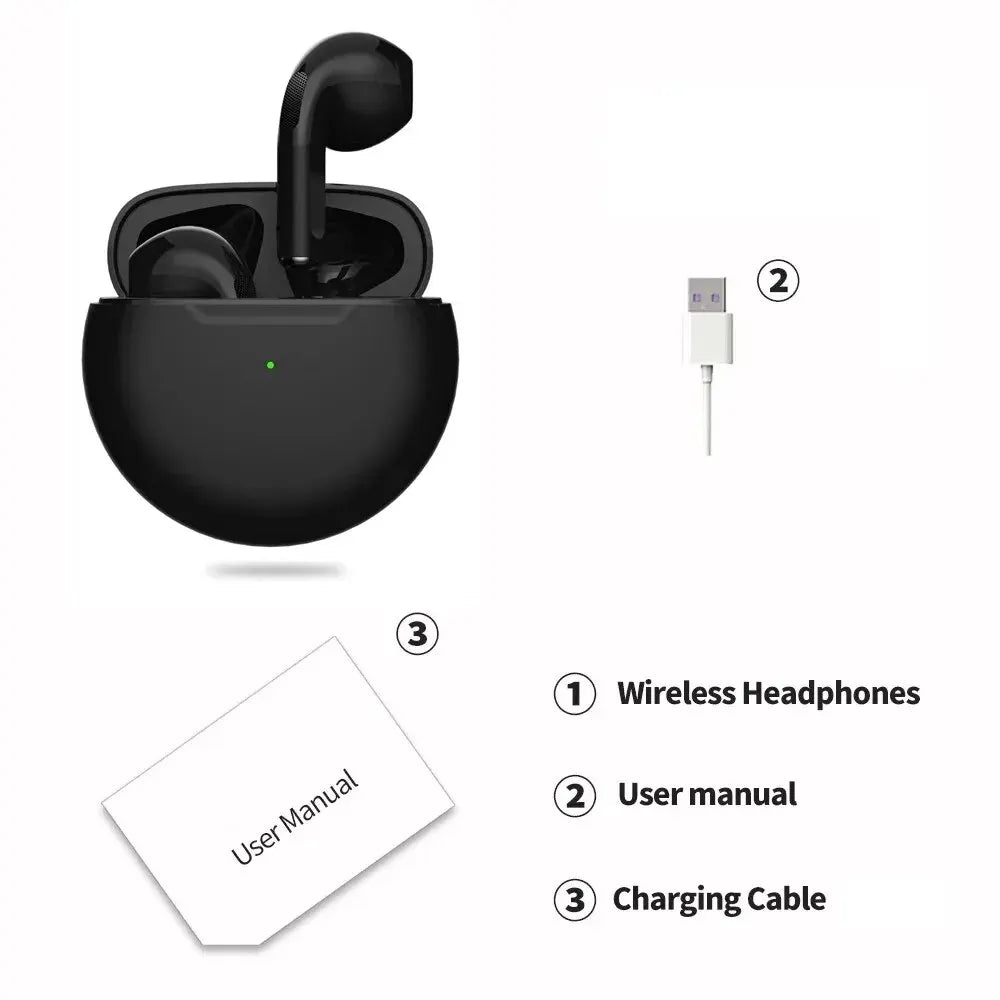 Air Pro 6 TWS Wireless Bluetooth Headset 5.3 Headphone Mini Earphone with Mic Charging Box for Xiaomi iPhone Earbuds