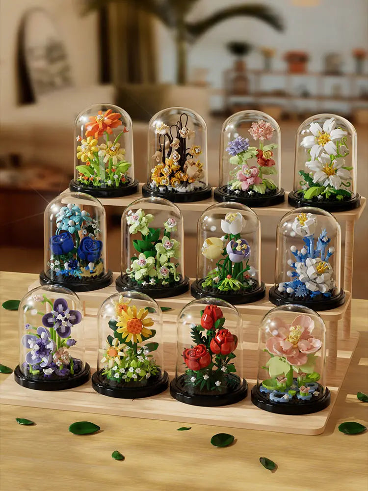 Diy Micro Flower Building Blocks Mini Bricks Particles Eternal Life Flowers Home Decoration Assembling Puzzle Toy Christmas Gift
