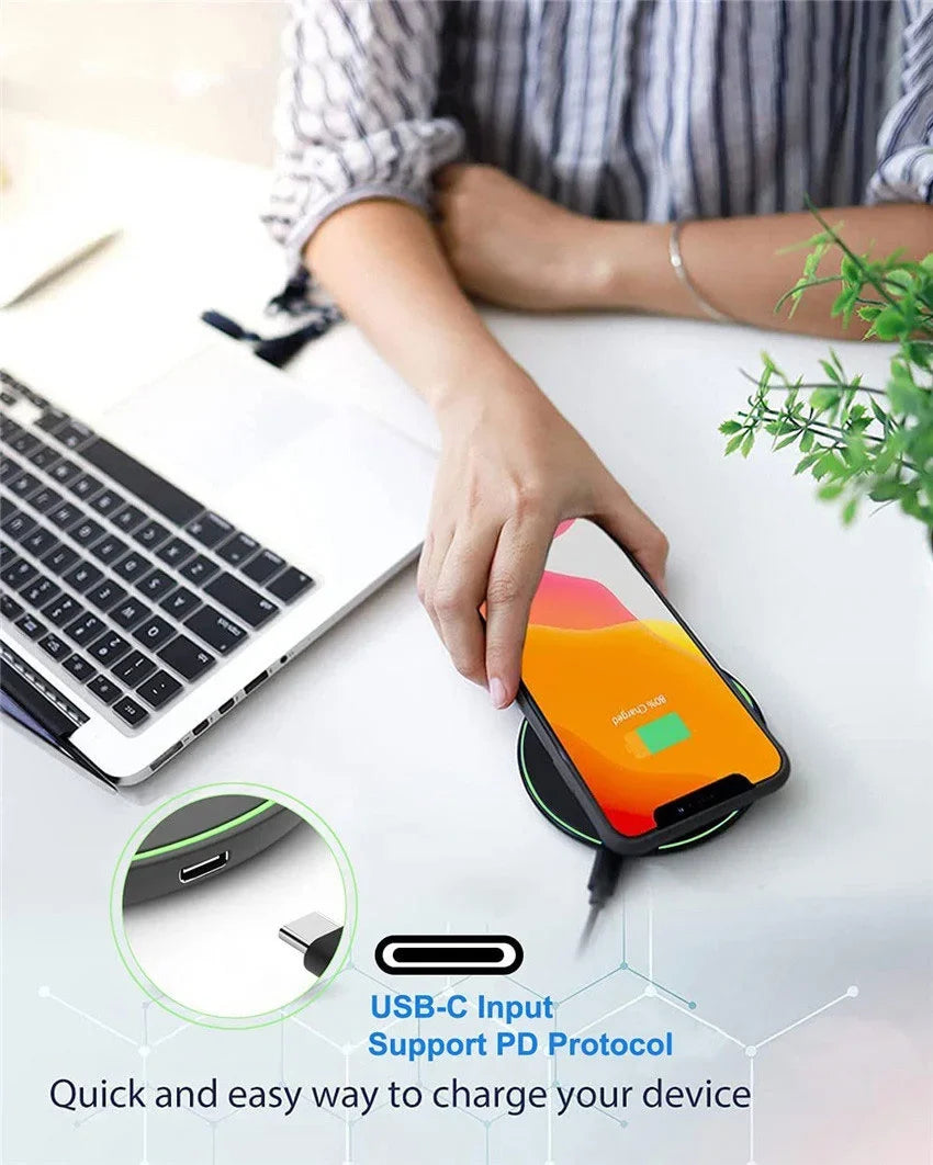 30W Super Fast Wireless Charger For Samsung Galaxy S20 S10 S9 S8 Note Phone Charging Pad For iPhone 15 14 13 12 Pro Xs Max X 8