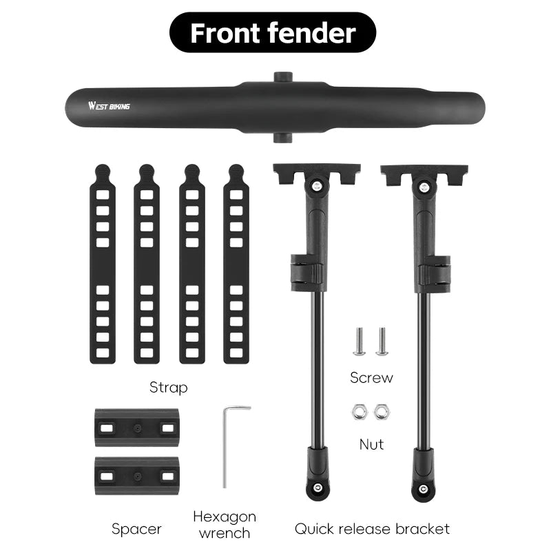WEST BIKING Road Bike Fender Aerodynamic Lightweight Bicycle Mudguard Set Adjustable Front Rear Mud Protector Bike Accessories