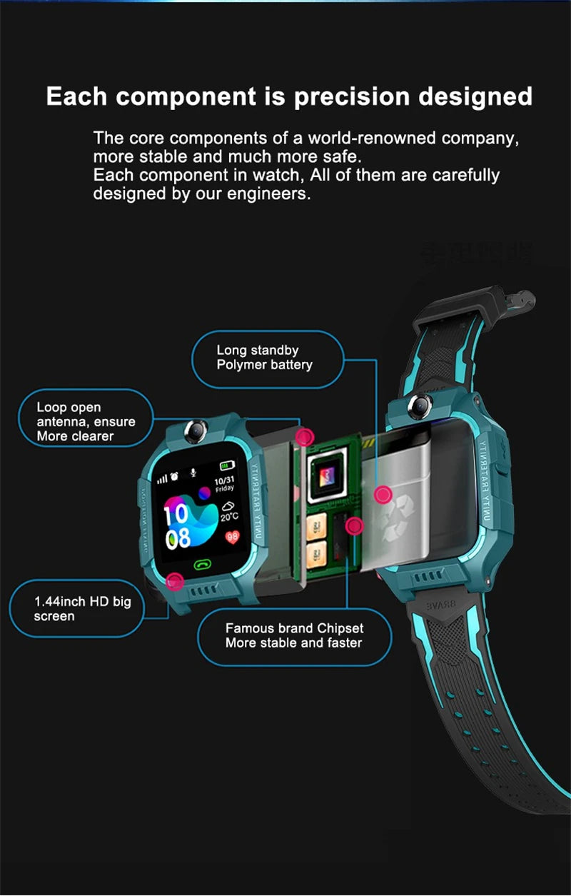 2G Smart Watch Kids LBS SOS Phone Watch IP67 Waterproof Remote Photo Voice Chat Smartwatch Compatible For Ios Android Child Gift