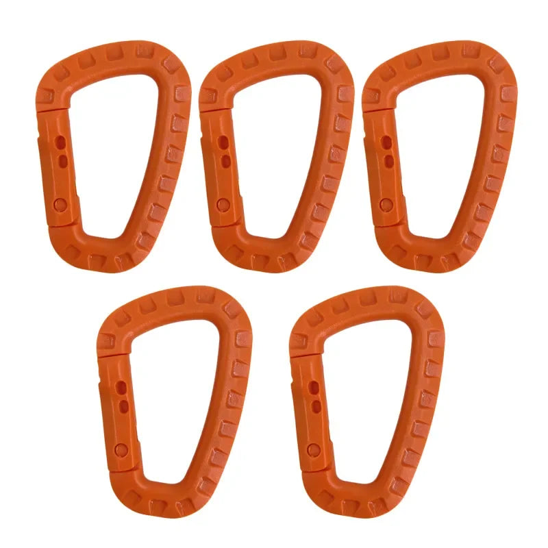 5pcs 8.5cm Tactical Backpack Buckle Fast Tactical Carabiner Plastic Hook D Shape Mosqueton EDC Gear For Outdoor Camping