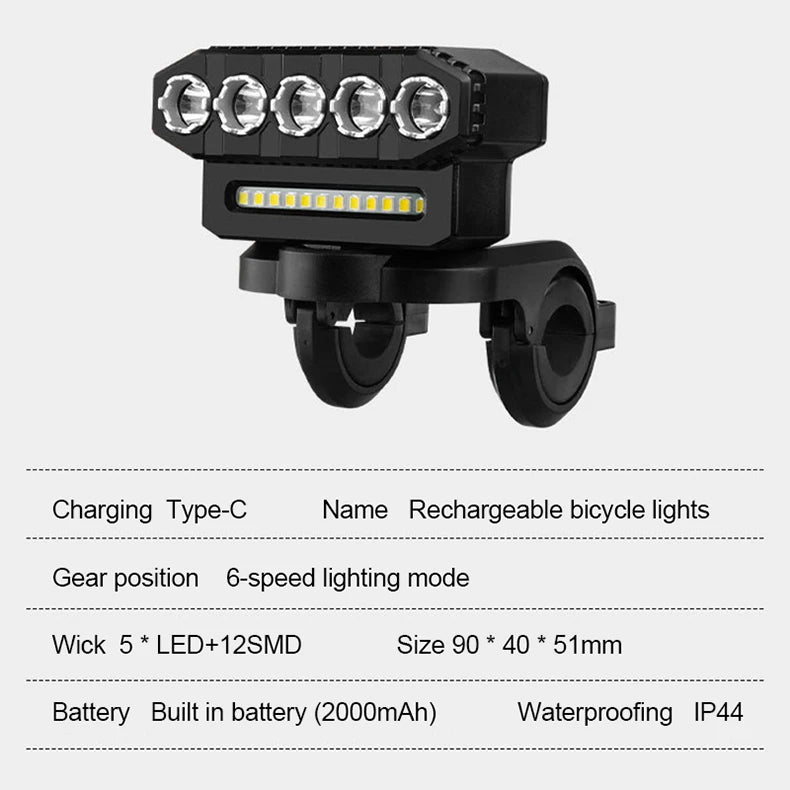 New USB Charging MTB Headlight Bicycle Light LED Waterproof Cycling Lamp Flashlight Cycling Horn Bike Light Front light bicycle