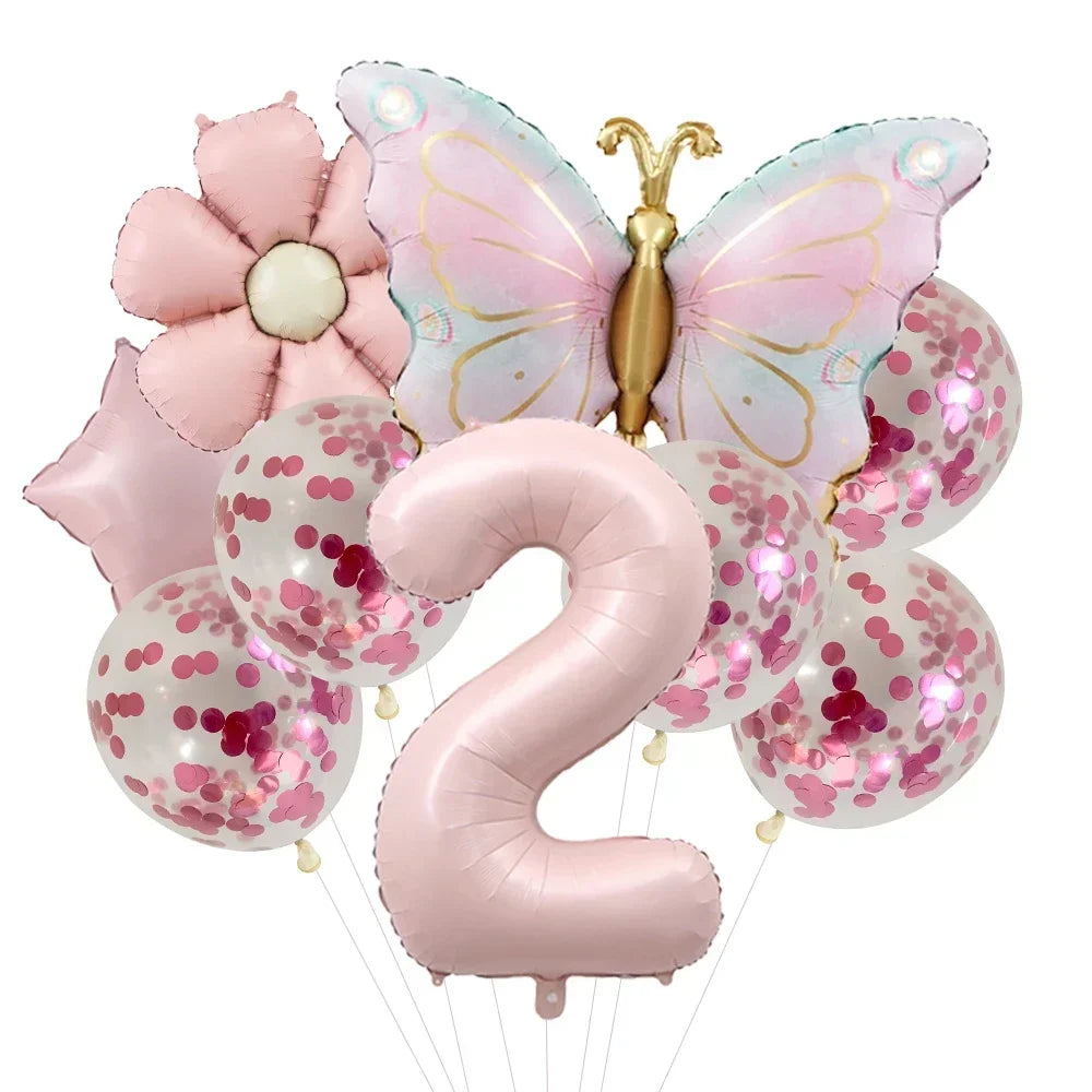 Butterfly Balloons 5th Birthday Decor for Girls Pink Butterfly Foil Balloons for Butterfly Themed Party Wedding Birthday Decors