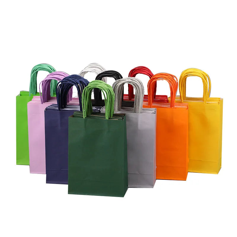 10PCS Gift Bags for Halloween Party Recyclable Bags for Christmas Wedding Birthday Kraft Paper Shopping Bags Grocery Bags