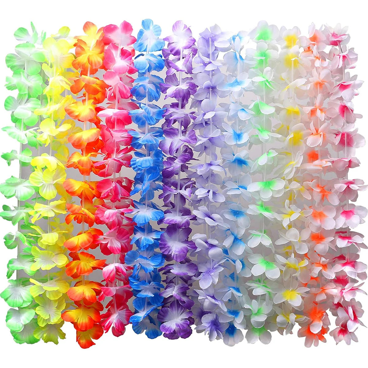 24pcs Hawaiian Artificial Flower Wreath Necklace Hawaii Theme Party Garland Summer Beach Wedding Birthday Party Decor Supplies