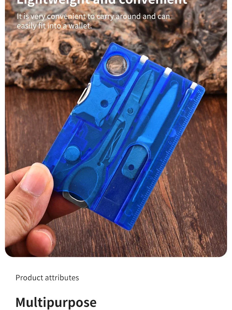 Outdoor Camping Multifunctional Swiss Army Knife Card Combination Multi-purpose Survival Tool Beauty Suit with Lamp Tool Card.