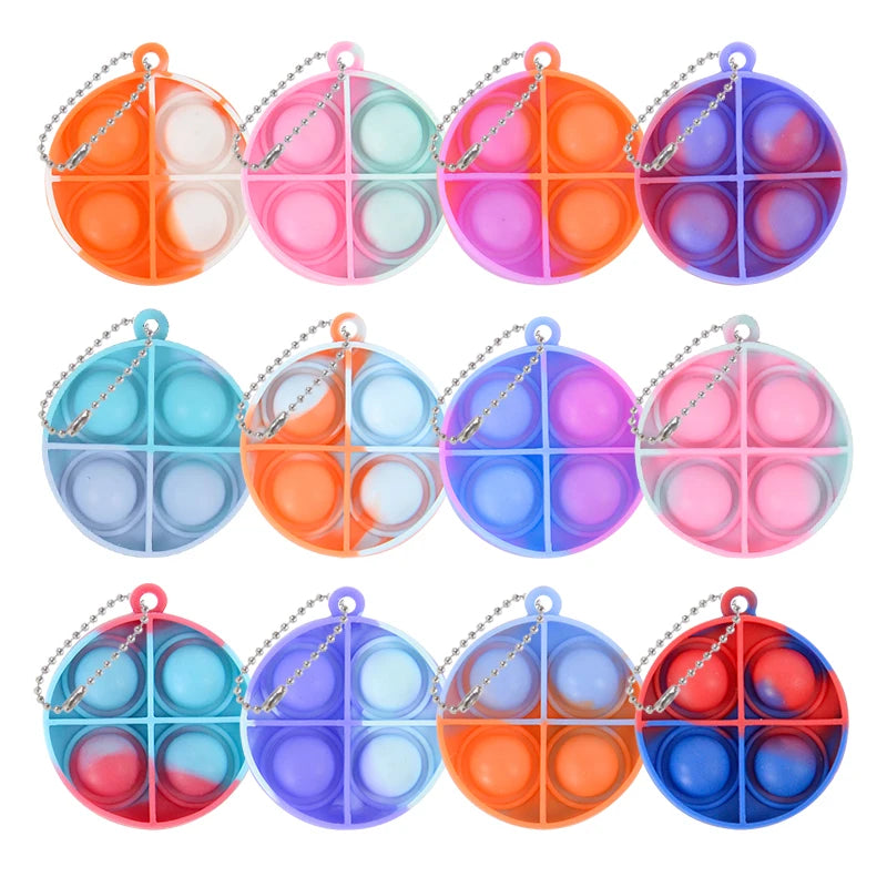 12/24pcs Mini Pop Keychain Toddler Sensory Fidget Toys Bulk Classroom Prizes Kids Birthday Party Favors Wedding Gift for Guests
