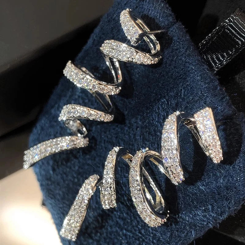 Geometric Spiral Earrings for Women Silver Color/Gold Color Fashion Female Accessories Daily Wear Party Statement Jewelry