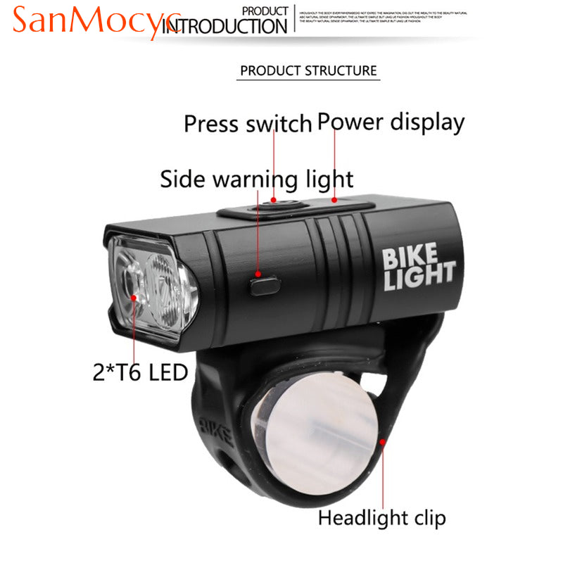 NEW LED Bicycle Light 1000LM USB Rechargeable Power Display MTB Mountain Road Bike Front Lamp Flashlight Cycling Equipment