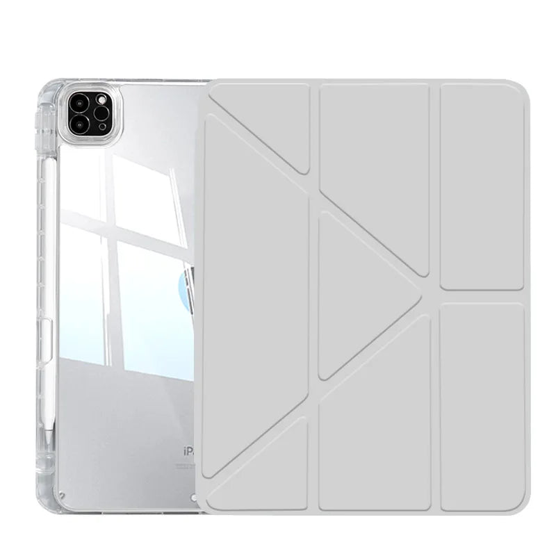 For iPad 2024 Air 6 2022 2018 iPad Pro 11 Air5 Air4 10.9-inch 11-inch transparent tpu multi-angle stand Smart pen holder