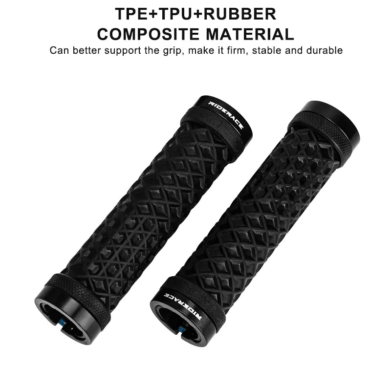 RIDERACE Bicycle Handlebar Grips Soft Rubber MTB Mountain Bike Lock on Handle Bar Cover Shockproof Anti-Slip Ergonomic Cycling