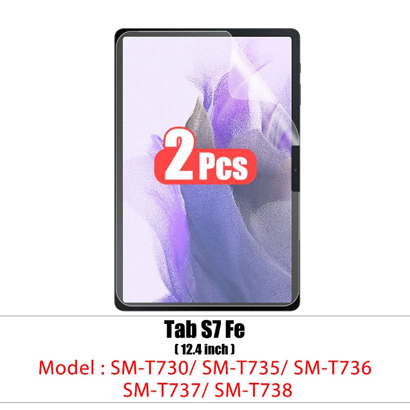 2pcs Pet Screen Protector For Samsung Galaxy Tab S7 Fe S9 Fe A9 Plus S6 Lite S7 S8 S9 A8 Plus Protective Clear Film No Glass