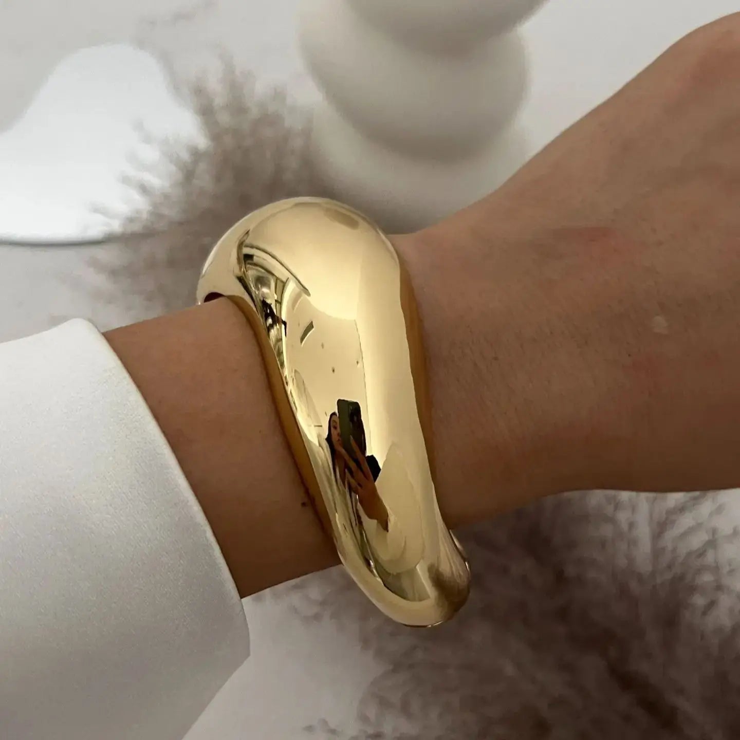 DIEZI Vintage Wide Cuff Bangles Hip Hop Punk Gold Silver Color Geometric Metal Spring Bangles For Women Bracelets Men Jewelry