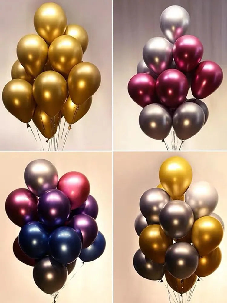 50pcs 10inch Metallic Latex Balloons Gold Silver Chrome Ballon Wedding Decorations Globos Birthday Party Supplies
