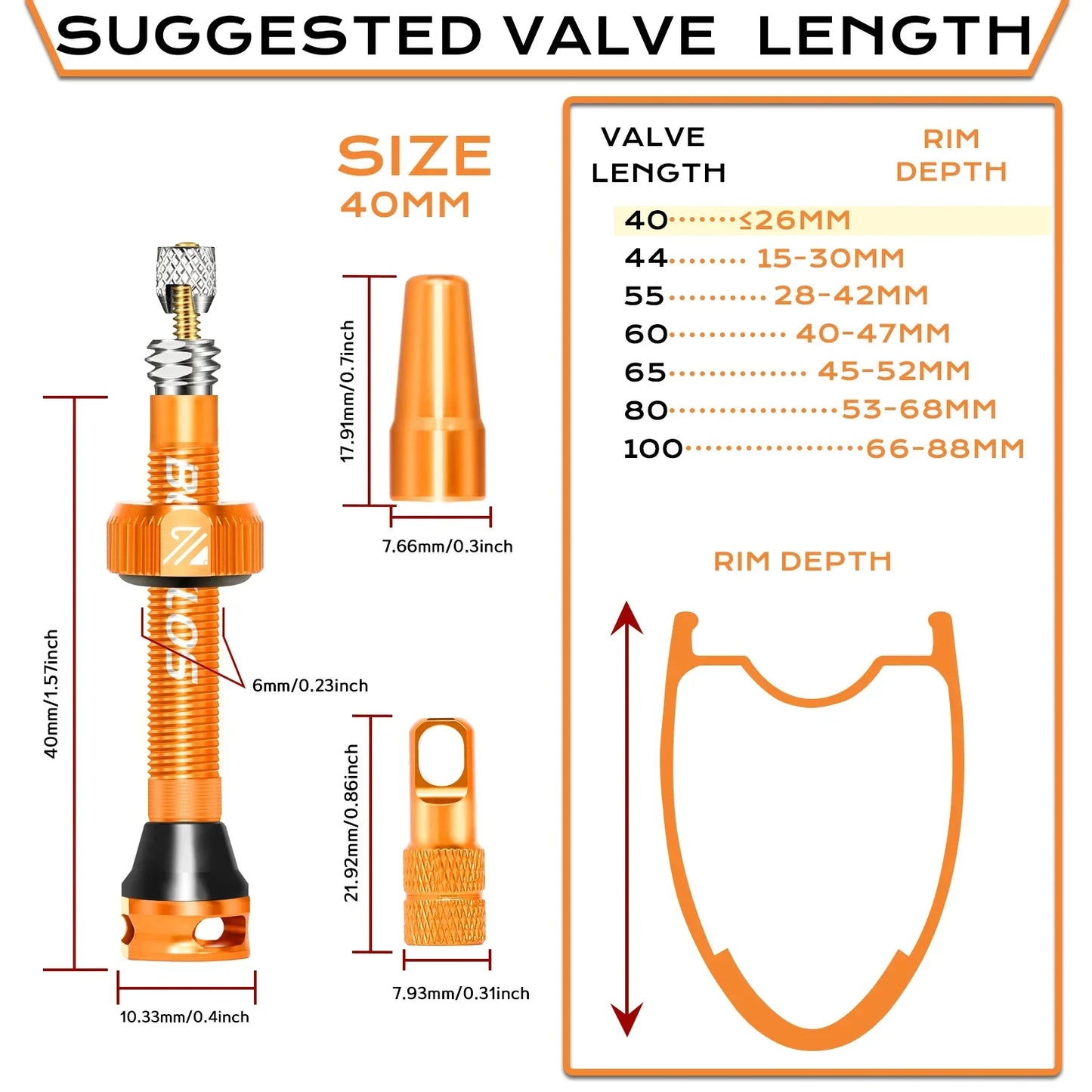 BUCKLOS Bike Tubeless Valve 40MM 44MM 55MM 60MM Road Mountain Bicycle Presta Valves High Quality Tire Nipple MTB Accessories