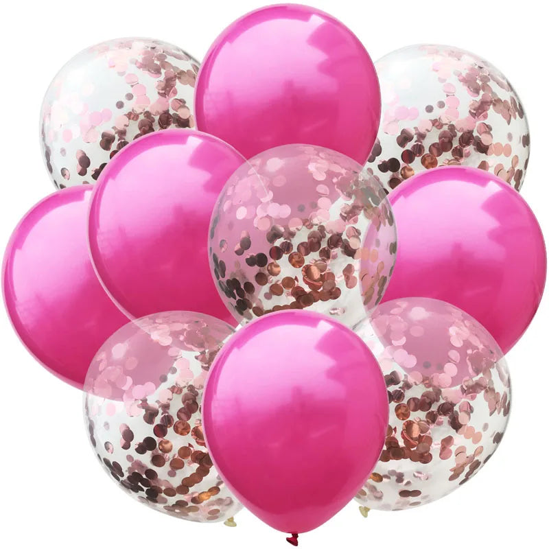 12inch 10pcs Mix Blue Rose Gold Confetti Latex Balloon colorful Baby Shower Wedding Birthday Party Decor Clear Balloons kids toy