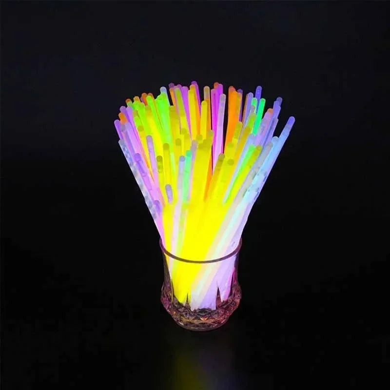 100pcs Party Fluorescence Prop Wedding Party Light Glow Sticks Bracelets Necklaces Live House Concert Bright Colorful Glow Stick