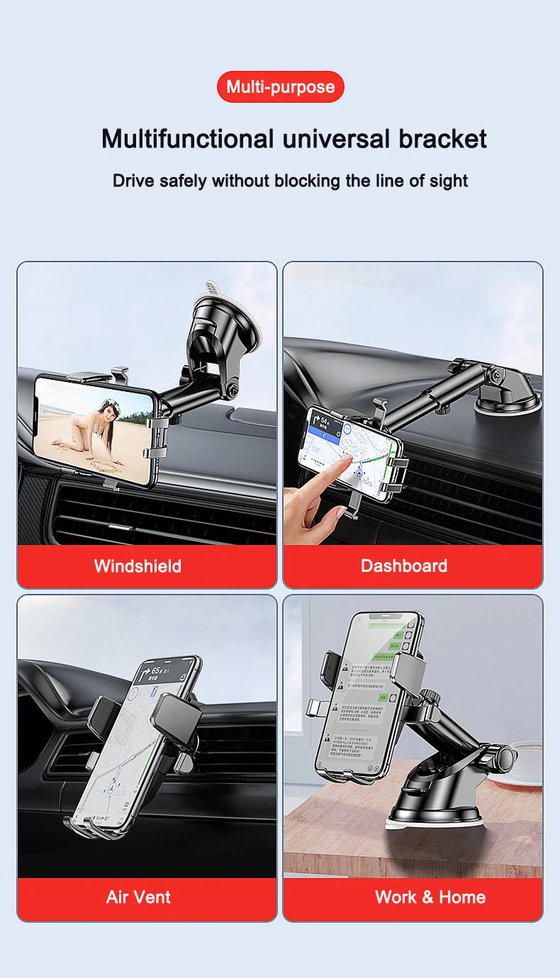 Universal Sucker Car Phone Holder 360° Windshield Car Dashboard Mobile Cell Support Bracket for 4.0-7 Inch Smartphones