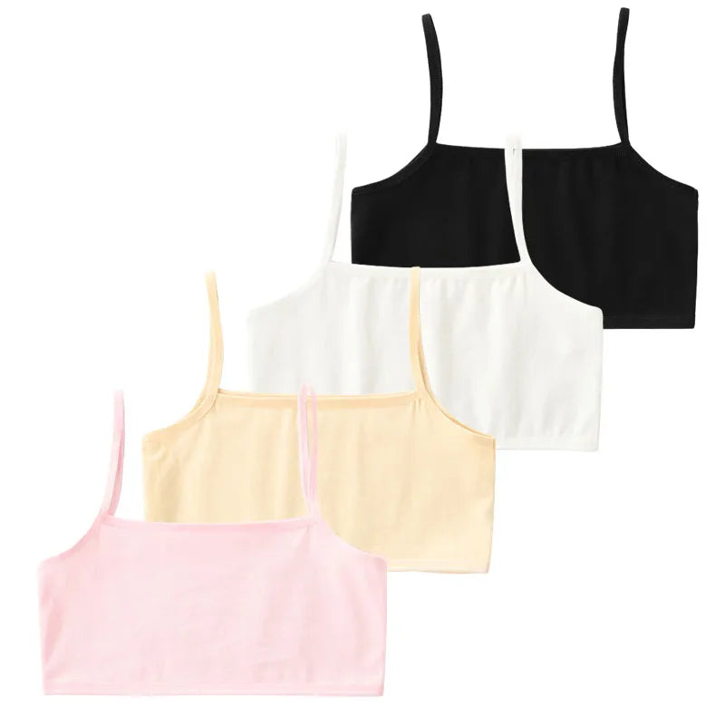 4 Pcs/Lot Teen Girl Sports Bra Kids Top Camisole Young Puberty Small Training Bra For 8-16 Years Girls Training Bra