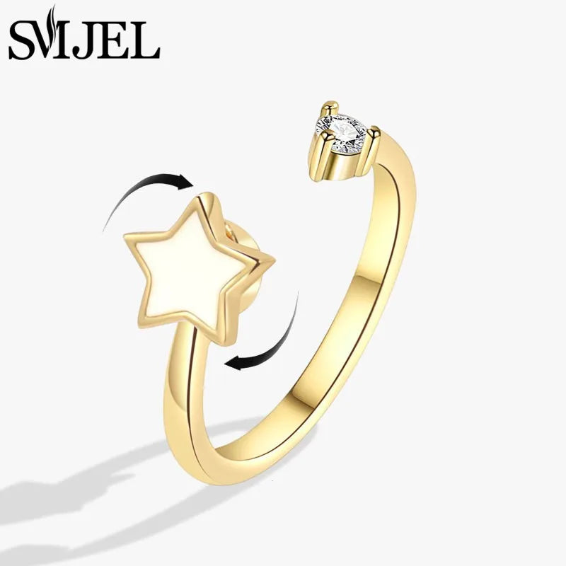 New Sunflower Anxiety Ring Fidget Spinner Rings for Women Cute Butterfly Hummingbird Charms Finger Ring Anti Stress Rotate Gifts