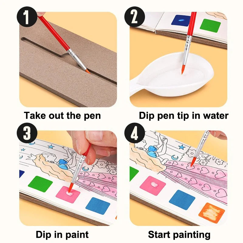 Coloring Books Portable Watercolor Painting Book Graffiti Picture Books Painting Drawing Toys For Children Gift