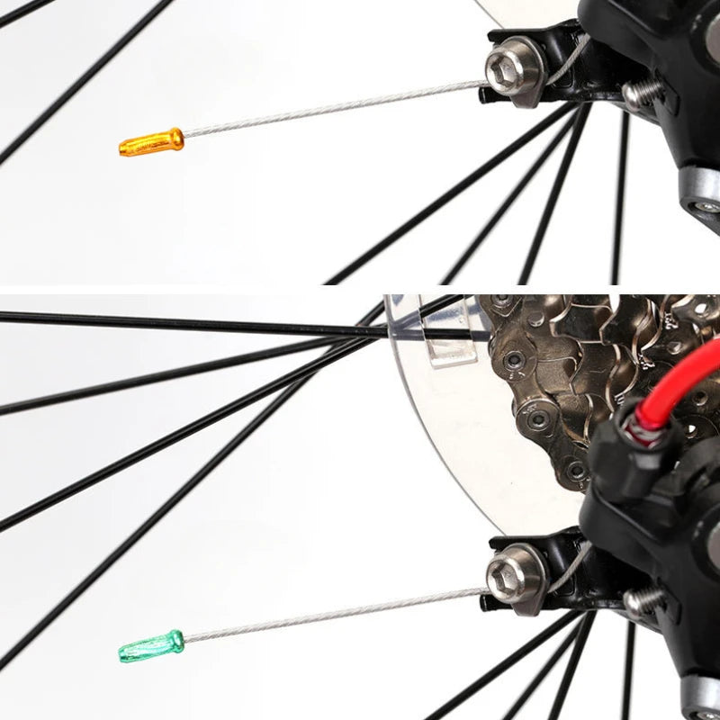 50/100pcs Bicycle Cable End Caps Aluminum Alloy Bike Brake Shifter Cable Tips Wire End Cap Multiple Colors Bike Line Core Caps