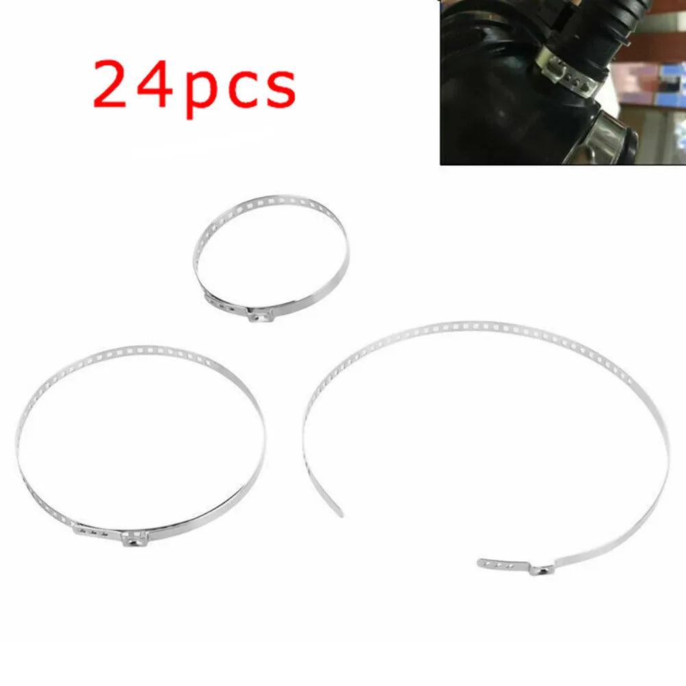 24pcs Car CV Boot Clamp Adjustable Stainless Steel Axle CV Joint Boot Clamp Kit Drive Shaft Axle Joint Clip 25-50mm 50-120mm