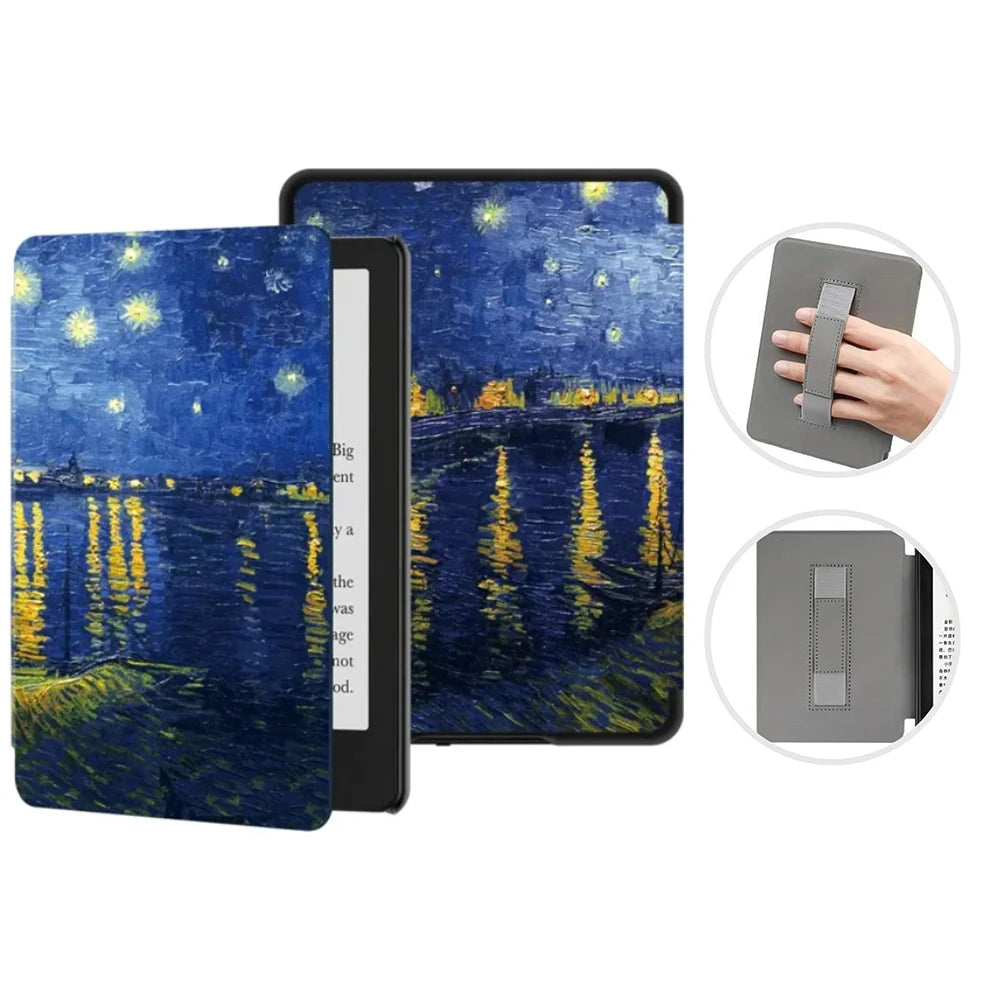 For Kindle 11th Generation 2024 Case 6'' with Hand Strap Kindle 6 inch Case Ebook C2V2L3 Auto Wake Sleep Cover PU Leather Funda