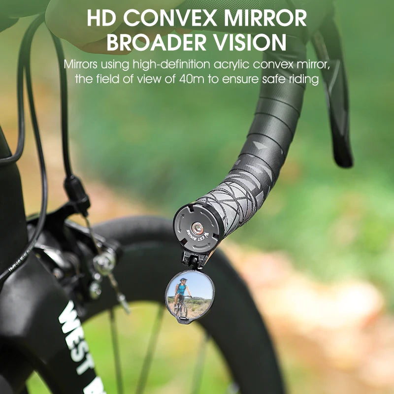 WEST BIKING Universal Cycling Handlebar Rear View Mirrors Adjustable Rotate 16-22mm Bicycle Mirror Rearview For MTB Road Bike