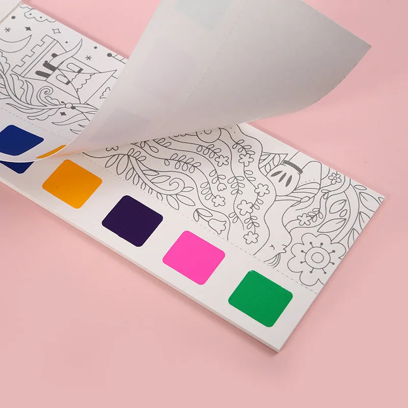 Portable Watercolor Painting Book 12 Sheets Coloring Book With Paint Brush Gouache Book Kids Graffiti Picture Drawing Toys