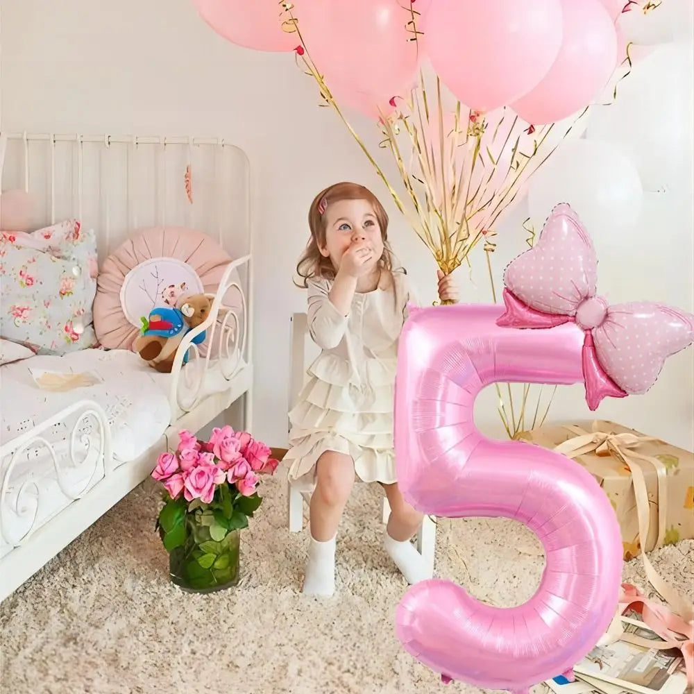 40 Inch Birthday Number Ballons New Girls Princess Birthday Pink Bownot Balloons Wedding Party Ballons Jumbo Number Balloon