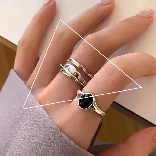 VENTFILLE 925 Sterling Silver Ring for Women Girl Jewelry Geometry Hollowed Out Design Overlapping Simple Gift Dropshipping