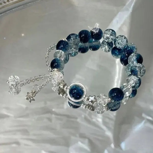 New Fashion Y2K Sweet Cherry Blossom Bracelet For Women Exquisite Elegant Flower Crystal Beaded Bracelet Girl Party Jewelry Gift