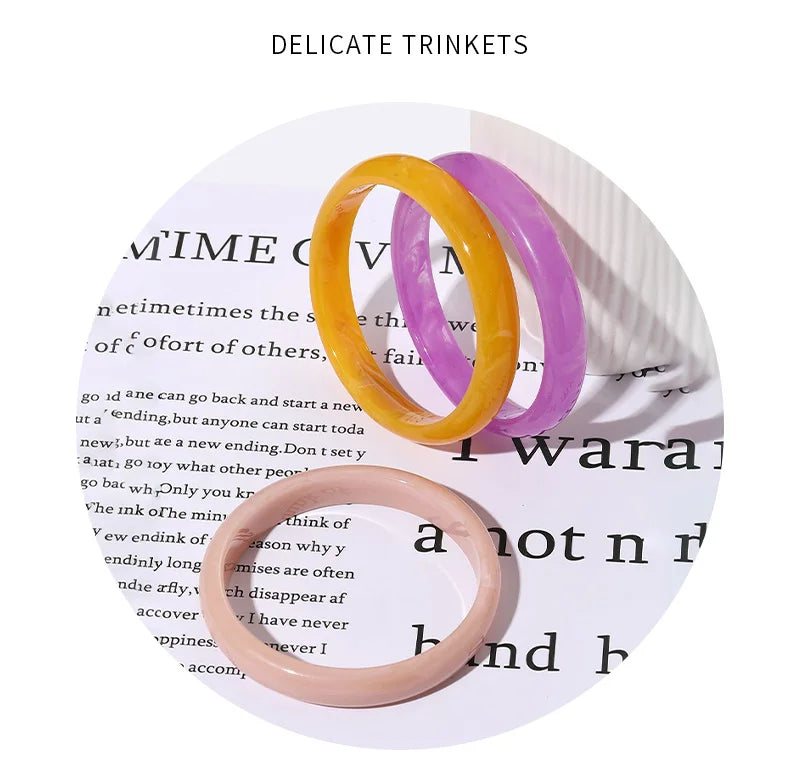 3pcs New Vintage Resin Acrylic Bangle Set for Women Jewelry Korean Cuff Bangles Bracelets with Charms Designer Round New Gifts