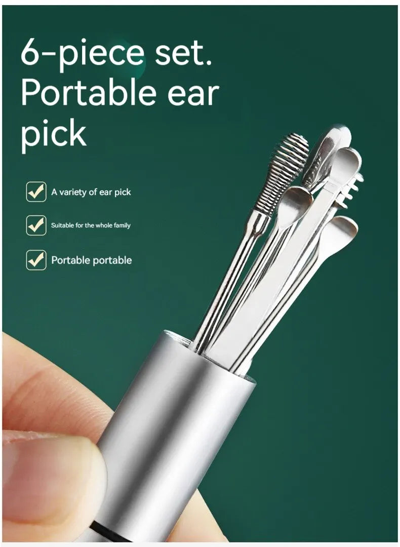 Stainless Steel Ear Picker Set Portable For Ear Puller Multi-Functional Ear Cleaning Safe Material Non-Slip Handle
