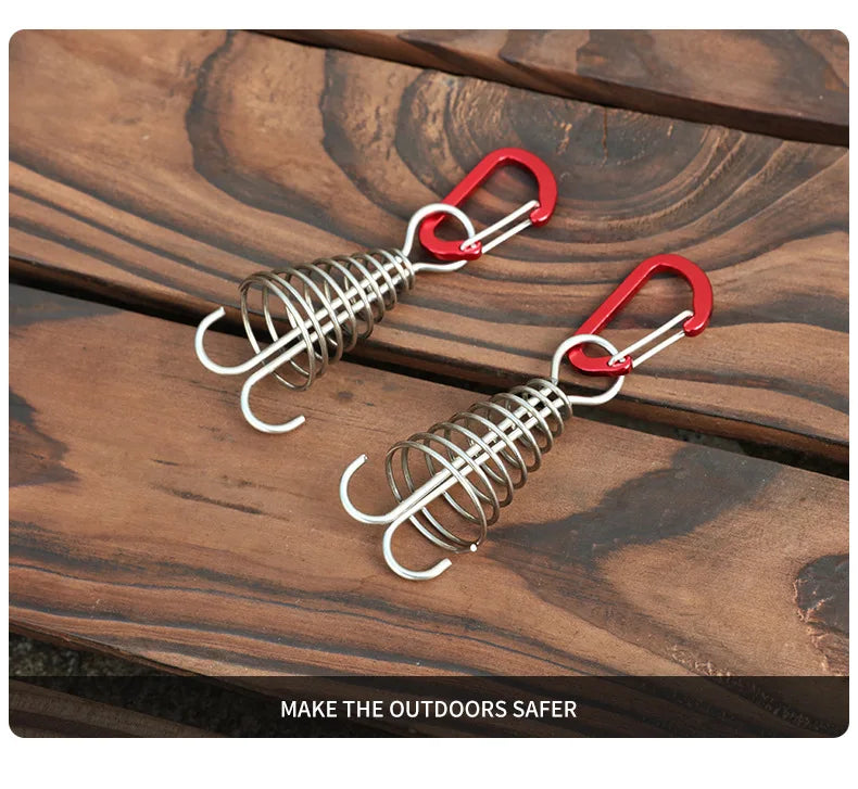 Outdoor Camping Octopus Rope Buckle Camping Deck Nail Stainless Steel Fixed Tent Rope Buckle Wooden Hook Spring Wind Rope